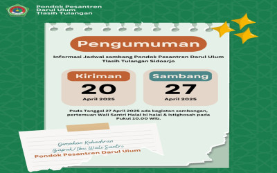 Pengumuman jadwal kiriman & sambang Santri